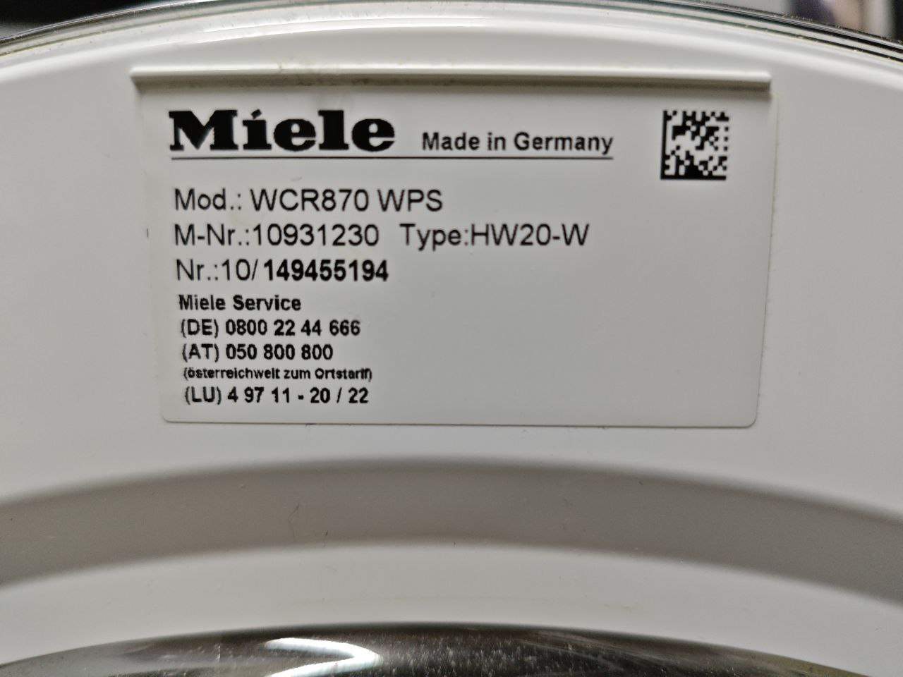Пральна машина Miele WCR870 WPS 3 Пральна машина Miele WCR870 WPS — изображение 3